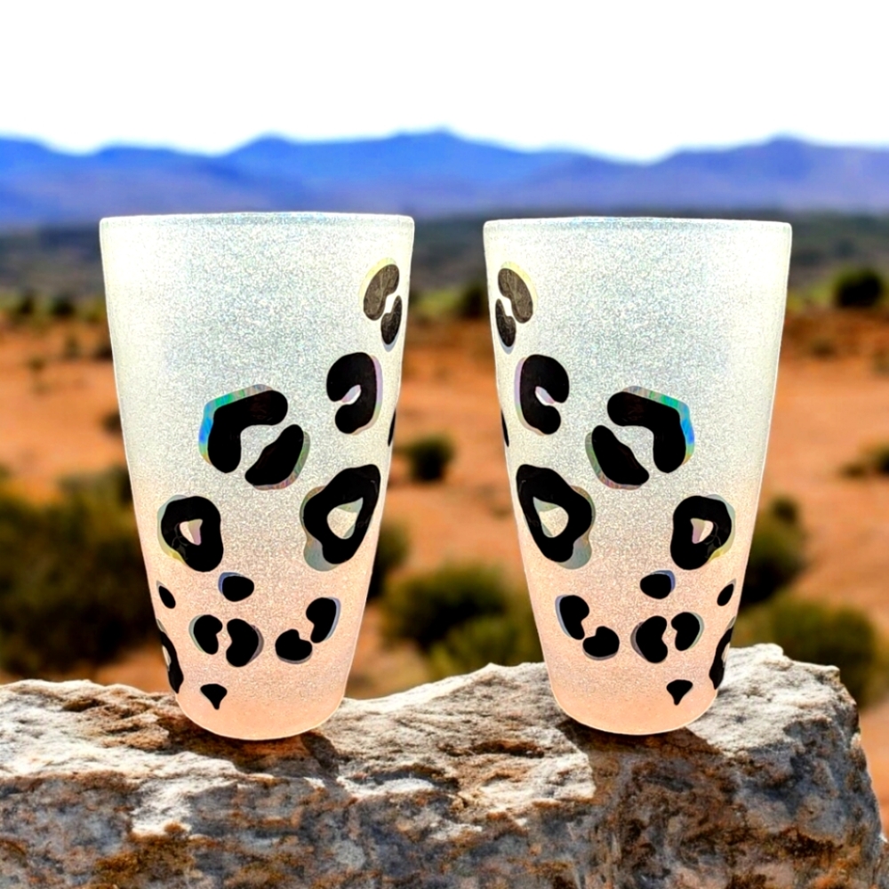 (2) Leopard Luxe/ 17oz Drinking Glass Set